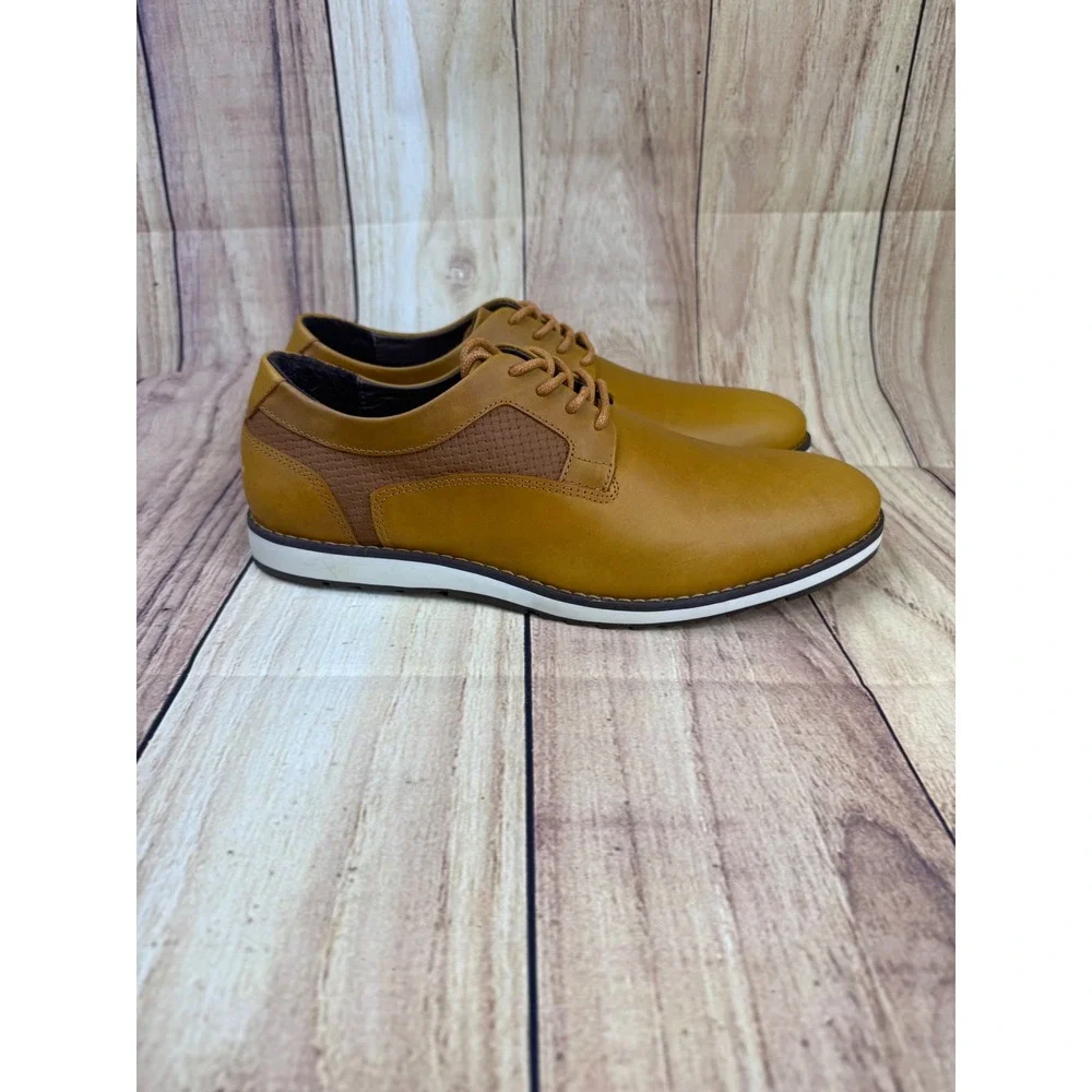 John Candor Mens Leather Oxford Shoes Tan Sneakers Size 10.5 Made in Colombia